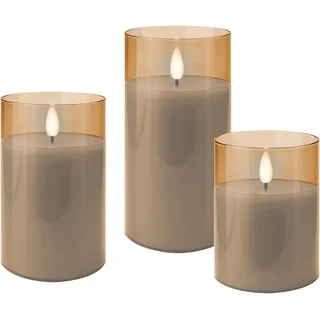 goobay 3er-Set LED Kerzen 3D-Docht gold-transparent