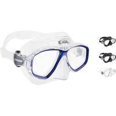 CRESSI Action Mask Clear/Blue - Unisex Tauchmaske Reduziertem Volumen und Action-Cam-Halterung, Transparent/Blau, Einheitsgröße