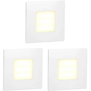 ledscom.de 3 Stück LED Treppenlicht/Wandeinbauleuchte FEX für innen und außen, eckig, 85 x 85mm, warmweiß