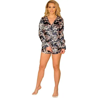 Kalimo Pyjama Raja | Romantischer Zweiteiliger Damen Schlafanzug | Nachtwäsche | Farbe: Puder| Größe: 2XL | Material: Satin