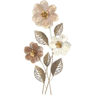 HOFMANN LIVING AND MORE Wanddekoobjekt »Wanddekoration« Blumengebinde aus Metall, metallicfarben, beige