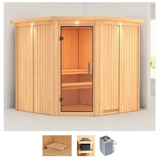 Bild von Sauna »Jarla«, (Set), 9-kW-Ofen mit integrierter Steuerung, beige