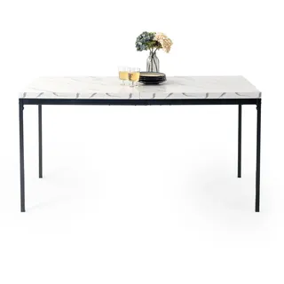 FurnitureR Esstisch 150 x 75 cm Weißer Marmor