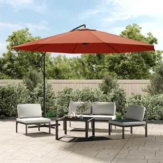 The Living Store Ampelschirm mit Aluminium-Mast 350 cm Terrakotta-Farbton - Braun