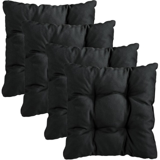 Traumnacht Stuhlkissen Cozy 4er Set, Bequeme Sitzkissen für Gartenstuhl, Küche oder Esszimmer, Indoor u. Outdoor, 38 x 38 x 6 cm, schwarz