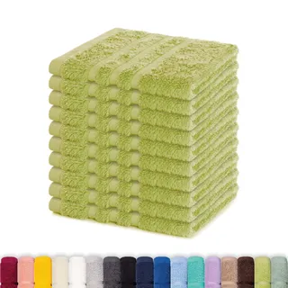 Lavea® 10er Seiftuch Set, 30 x 30 cm, 100% Baumwolle Frottier 500 g/m2, Gästehandtücher und kleine Waschlappen, pflegeleicht 60 °C, Frottierserie Elena, ideal für Bad und Gäste WC, Lindgrün