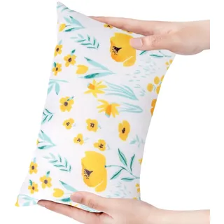 LeoreHu Kinder-Mittagsschläfchen-Kissen in Mini-Format, Auto-Kopfkissen, Erwachsenen-Halskissen, Hilfskissen, Vielseitig, Mini-Kissen (Gelbe Blumen)