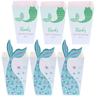 TXDAMAI Popcorn Boxen,Meerjungfrau Popcorn Tüten Pappe 12 Stück Popcorn Candy Boxen Behälter für Party Snacks,Süßigkeiten,Popcorn,Geburtstage,Filmabend,Karneval