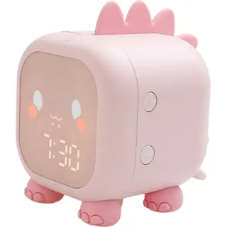 TechKidz, Animierter Wecker mit Hintergrundbeleuchtung Modell Mein kleiner Dino, Rosa - Rosa