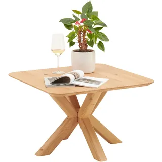 Linea Natura Couchtisch , Eichefarben , Holz , Eiche , massiv , quadratisch , Sternfuß , 70x45x70 cm , Holzmöbel, Holztische, Wohnzimmertische Holz, Couchtische Holz
