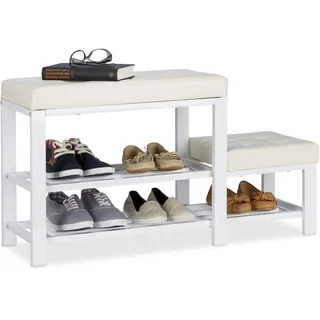 Relaxdays Schuhbank 90,5 x 50 x 30,5 cm offen / weiß