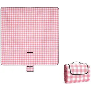 Oak & Tea Picknickdecke Wasserdicht 200x200 cm XXL Sandfrei Isoliert Maschinenwaschbar Stranddecke Campingdecke für Strand und Outdoor (Rot Weiß,200x200 cm)