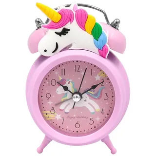 CAM2 Kinderwecker Pferde-Mädchen – lautlos, nicht tickend, rosa Märchen-Design