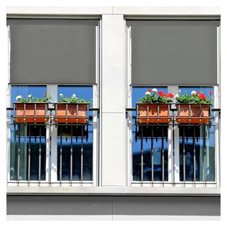 Senkrechtmarkise für den Balkon 2000 mit Kassette und Kurbelbedienung, 120 x 250 cm, Grau, Gestell Anthrazit - Grau