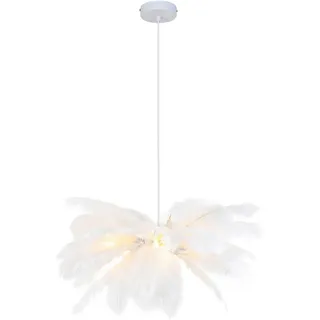Novel Hängeleuchte , Weiß , Metall, Textil , Federn , Blatt , 120 cm , RoHS, Ce , Lampen & Leuchten, Innenbeleuchtung, Hängeleuchten, Pendelleuchten