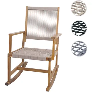 Schaukelstuhl HWC-P73, Garten Outdoor Wippstuhl Relaxstuhl Schaukelliege, Akazie Holz Rope Seilgefle