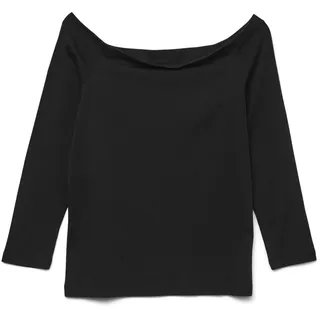 VERO MODA Damen Vmpanda 7/8 Off-Shoulder Top JRS Ga Noos, Black, Large