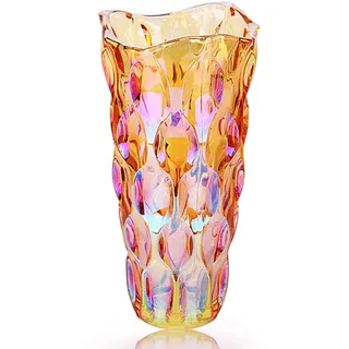 Eastern Rock Glasvase, dick, 1,6 kg, 24,1 cm, glitzernde Vase, Bohemian-Stil, für Tafelaufsätze, Küche, Büro, Wohnzimmer, Hochzeit, perfekte Heimdekoration, Glasvase (glitzernder Bernstein)