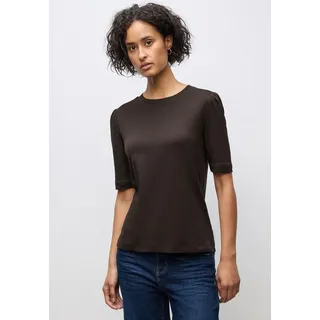 STREET ONE Damen 3227716 Basic T-Shirt mit Raffung, deep Roast Brown, 36