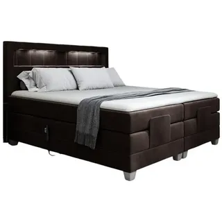 Fun Möbel Boxspringbett Dunkelbraun, Textil, 180x200 cm, Schlafzimmer, Betten, Boxspringbetten