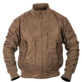 Mil-Tec US Tactical Fliegerjacke Herren • Taktische Bomberjacke mit Stehkragen • Winddichte Übergangsjacke für Frühling & Herbst • Pilotenjacke mit vielen Taschen & Patchflächen • Dark Coyote, XL