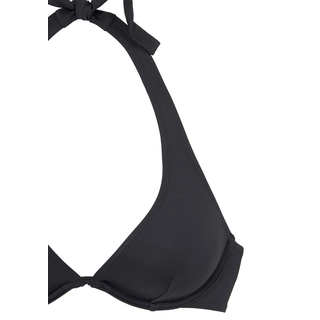 Bügel-Bikini CHIEMSEE, Damen, Gr. 40, Cup B, schwarz, Polyamid, unifarben, Bikini-Sets Bügel-Bikini, mit silbernem Zierring