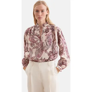 Rüschenbluse SEIDENSTICKER, Damen, Gr. XL (42), rosa, 85% Viskose, 15% Polyamid, gemustert, regular fit, Rundhals, Blusen Rüschenbluse, 1/1 Rundhals Druck