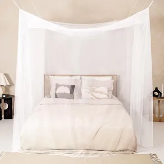 Sekey XXL Moskitonetz für Doppelbetten kastenförmig 220 x 200 x 200 cm Weiß