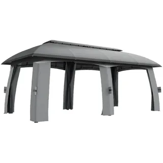 Outsunny Gartenpavillon 3 x 6 m inkl. Seitenteile Grau