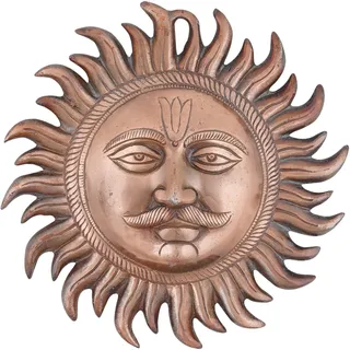 Craft Trade Kupfer Metall Wanddekoration Statue Glück Sunne Idol Vastu-Artikel für Aufhängung Dekor Wohnzimmer und Schlafzimmer- 24 cm