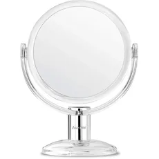 Auxmir Kosmetikspiegel Makeup Spiegel mit 1X/ 10X Vergrößerung, Doppelseitig & 360° Schwenkbar Tischspiegel für Schminken Rasieren Gesichtspflege im Wohnzimmer Schmuckkaufhaus, Transparent