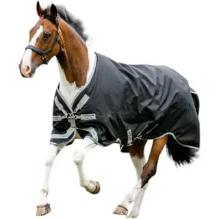 Horseware Ireland Weidedecke Amigo 0g 1200D Turnout Decke Black/Titanium Grey & Silver 145 cm - Schwarz, Grau