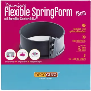 DECOCINO Springform Ø 18 cm - mit Porzellanboden - hochwertige Backform mit Antihaftbeschichtung, zum Backen von Kuchen, Torten uvm. - spülmaschinengeeignet