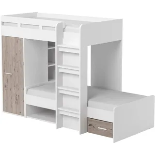 Stella Trading Hochbett MAXI 90 x 200 cm Eiche weiß