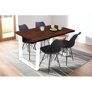 Sam Esstisch Baumkante Holz-Optik Nussbaum 120 x 80 U-Gestell weiß JOSY