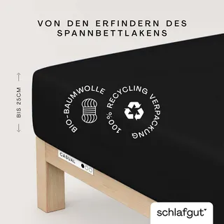 schlafgut Spannbettlaken Jersey 140 x 200 - 160 x 200 cm schwarz