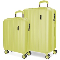 Movom Wood Kofferset, Gelb, 55/65 cm, ABS-Kunststoff, integrierter TSA-Verschluss, 119 l, 6,74 kg, 4 Doppelrollen, Handgepäck, gelb, Koffer Set