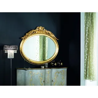 Ovaler Spiegel Wandspiegel handgefertigter Holz Rahmen Glas Barock Rokoko Gold