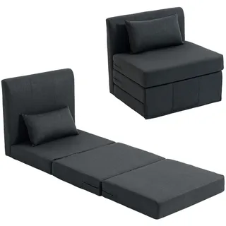 Homcom Schlafsessel 80 x 74 x 75 cm Dunkelgrau mit Kissen