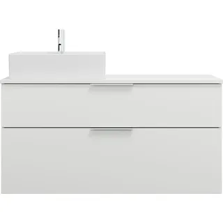 burgbad Eqio Keramik-Aufsatzwaschtisch quadratisch, links, inklusive Waschtischunterschrank mit 2 Schubladen, Breite 1200mm, SGUQ120LF2009C0001G0146