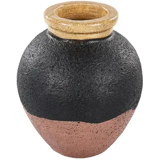 Beliani Dekovase Terrakotta schwarz Daulis , Schwarz , Stein , Vintage , 31 cm , Dekoration, Vasen, Keramikvasen