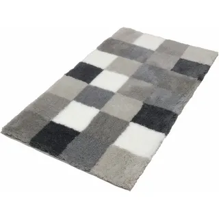 Badematte KLEINE WOLKE "Caro, Badvorleger, Badezimmer Teppich" Gr. 5, grau (flanell), H:25mm, Kunstfaser, Badematten, Badematte, Badteppich, modernes Karo-Muster, Pastell-Farben, waschbar