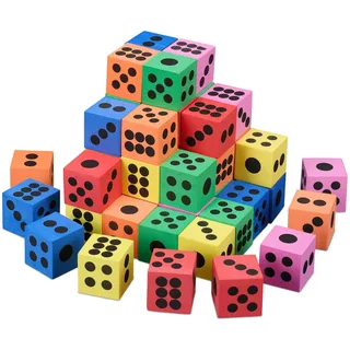 Relaxdays Flüsterwürfel 48er Set, leise Zahlenwürfel, Softwürfel Kinder, Schaumstoffwürfel, Spielwürfel, Würfel, bunt