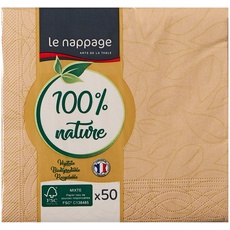 LE NAPPAGE ARTS DE LA TABLE Napage 50 Servietten aus Watte 25 x 24 cm, 3-lagig, Beige FSC Zellulose, 48724110G