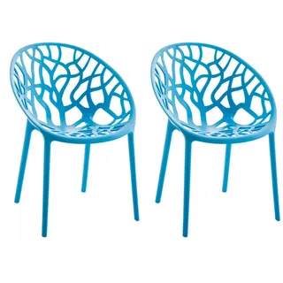 CLP Gartenstuhl 2er Set Kunststoff blau , Blau , 59x80x60 cm , Gartenmöbel, Gartensessel, Gartenstühle