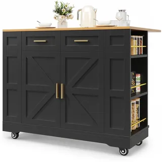 Urban Meuble Kücheninsel Schwarz 120/65/90 cm , Holzwerkstoff , Rechteckig , 65x90x120 cm , Küchen, Küchenmöbel, Kücheninseln