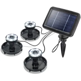 Esotec LED Unterwasser-Strahler für außen SPLASH | 3er Set LED-Spot Bodenleuchte Unterwasserleuchte Teichbeleuchtung Solarstecker | 6000K warmweiß Erdspieß Akku IP68 wasserdicht wetterfest 102148