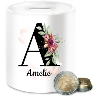 Spardose - Buchstaben Anfangsbuchstabe - Buchstabe anpassbar mit Name I Geschenk Initialen - Unisize - Weiß - Trinkgeld trinkgeldkasse personalisierte a spardosen trinkgeldbox trinkgeldkaasse