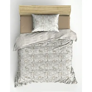 Nuit Des Rêves Ranforce Bettwäsche-Set (Beige) – 100% Baumwolle, Bettbezug 155 x 220 cm & Kissenbezug 80 x 80 cm, Pigmentdruck, maschinenwaschbar, Elegantes Design