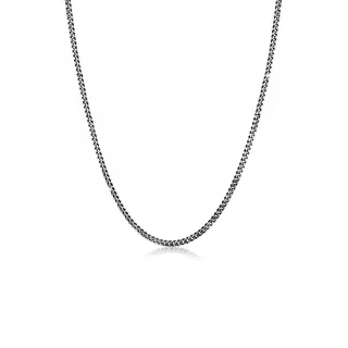 Silberkette KUZZOI "Halskette Herren Panzerkette Basic Mann 925 Silber" Gr. 50, schwarz, Halsketten, Herren, 50, ohne Stein, Silber 925 (Sterlingsilber), Silberkette